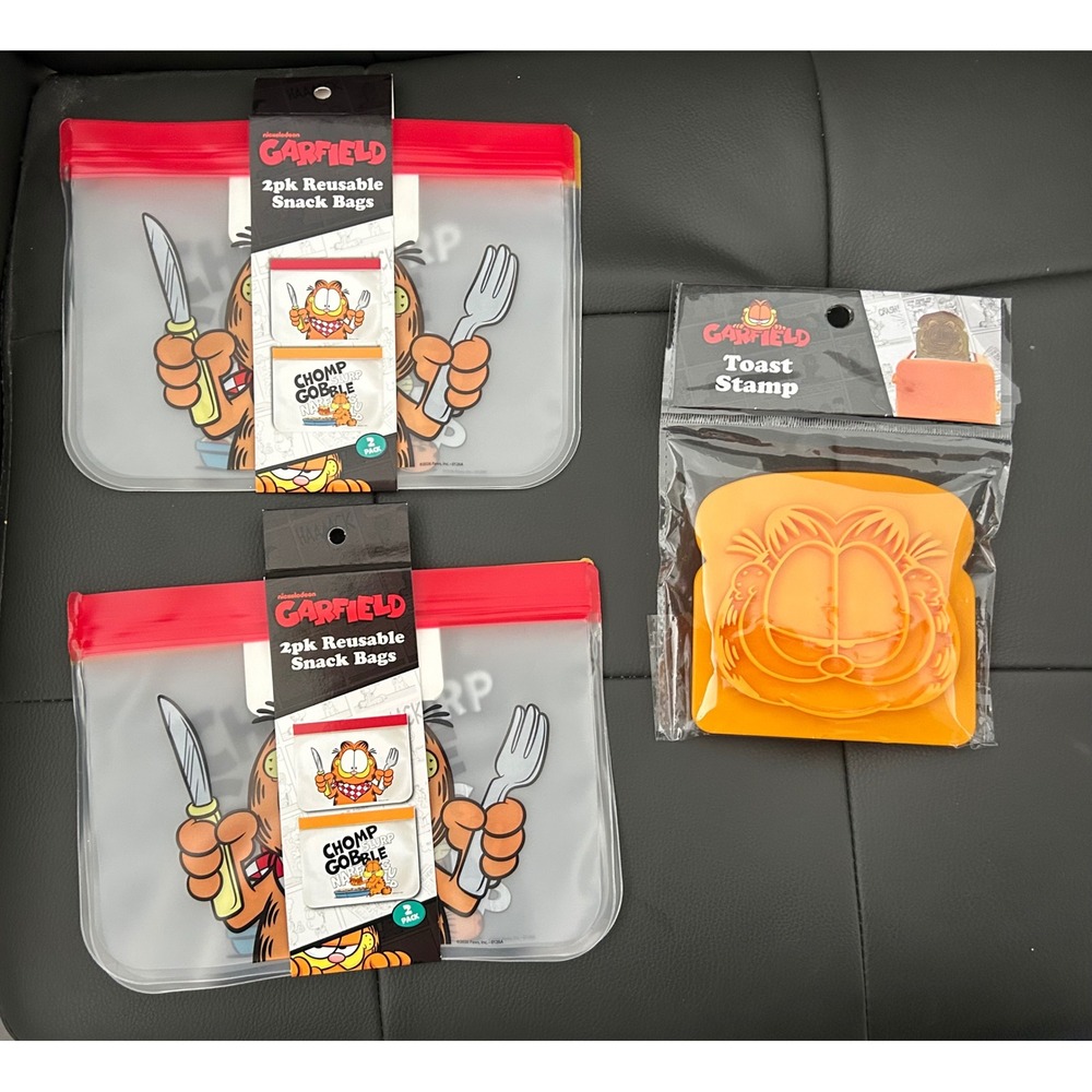 Nickelodeon Garfield Reusable Snack Bags and Toast Stamp Kitchen College School